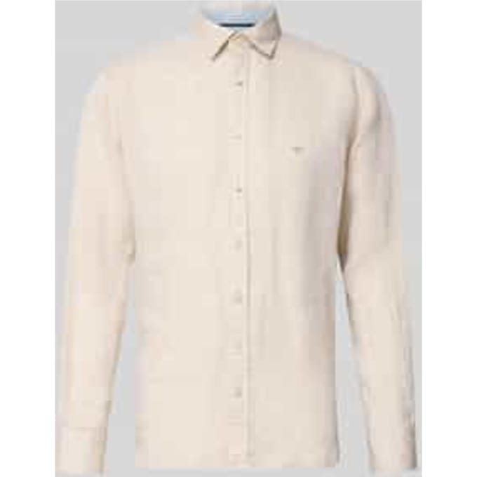 Fynch-Hatton Overhemd Solid Color Premium Linnen Zand / male