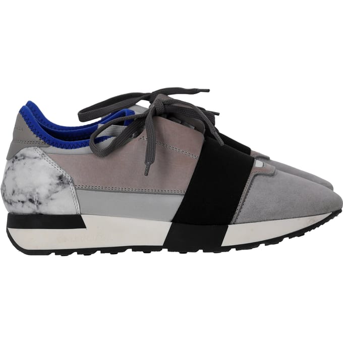 Balenciaga Race Runner Marble Sneakers in Grijs Suède