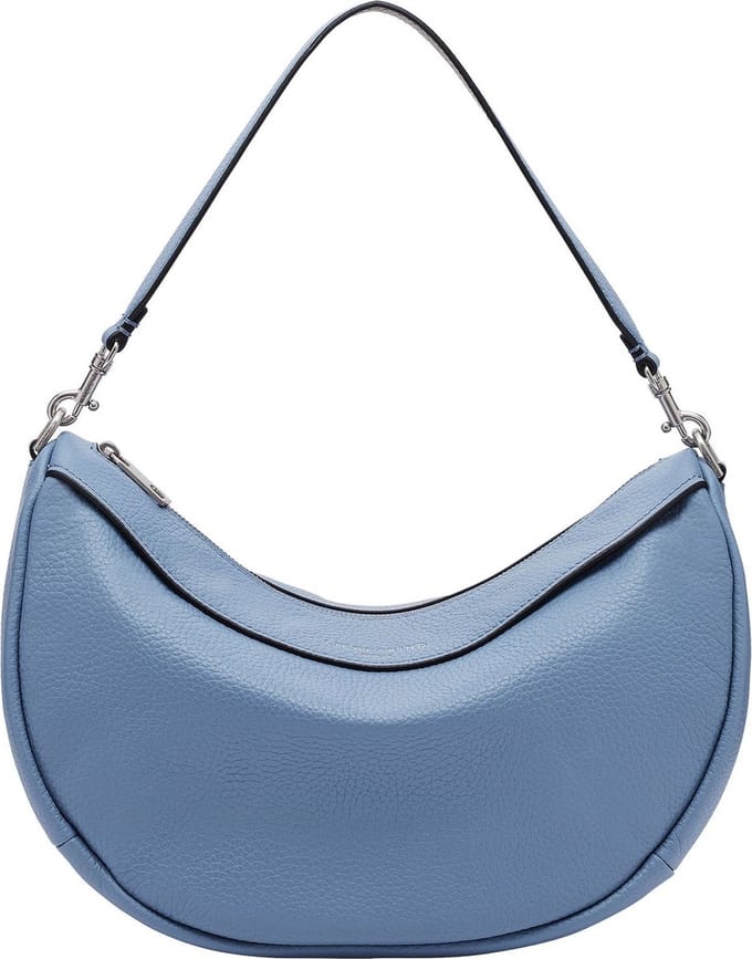 LIEBESKIND BERLIN Leren Schoudertas Melli Heavy Pebble Hobo Bag Cornflower Lichtblauw