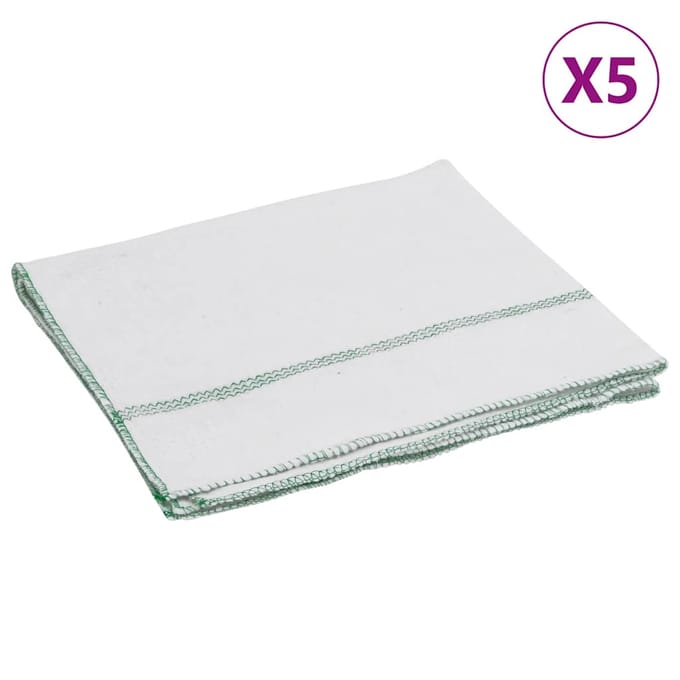 Vidaxl Lingettes de Nettoyage, 5 Pièces, Blanches à Rayures Vertes, 50X60 Cm
