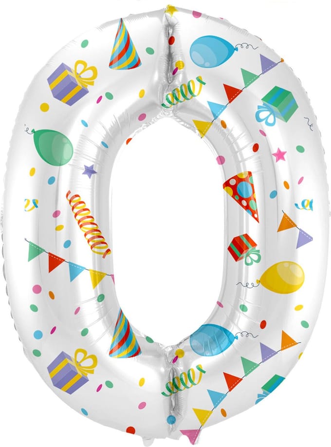Folieballon Cijfer 0 Joyful Party - 86 cm