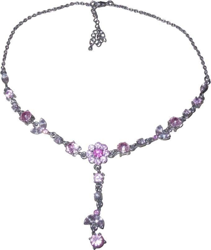Ketting zilver met stenen roze