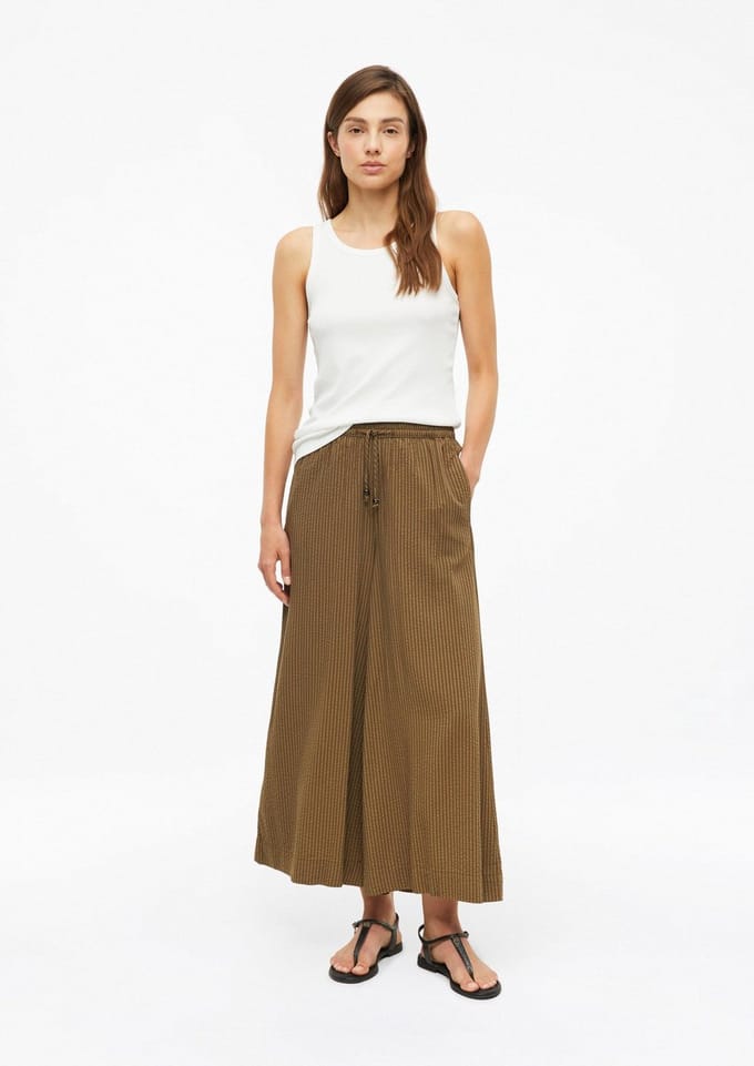 Hoge taille broek van jersey relaxed fit extra wijde benen dames s.Oliver