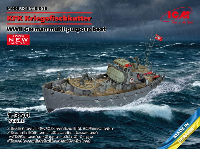 ICM Modelbouwpakket Militaire voertuigen - S018 KFK Kriegsfischkutter - German multi-purpose Boat Plastic - 1:350 - Modelbouw