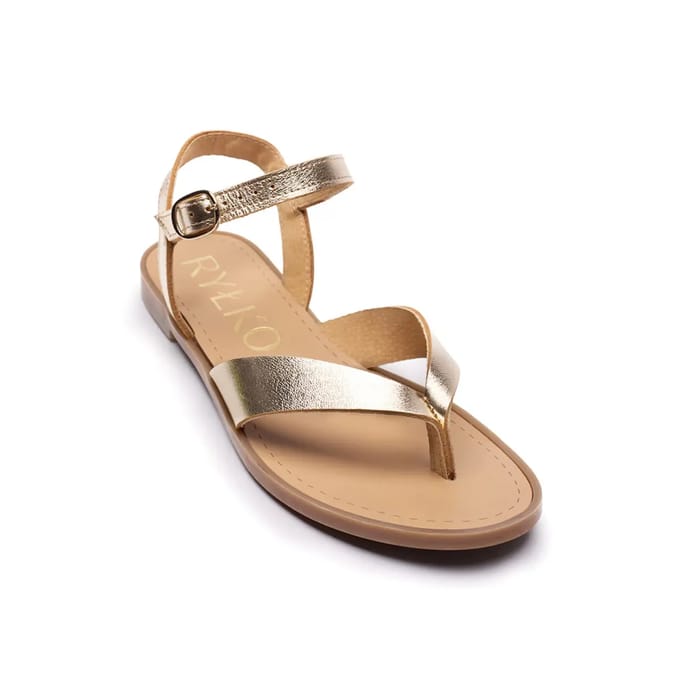 Hoogwaardige metallic leren slippers vrouw Ryłko
