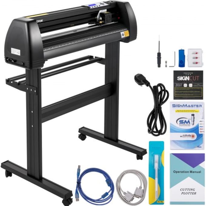 VEVOR Vinyl snijmachine, snijplotter, 870 mm, LED-plotterprinter, nauwkeurige handmatige positionering, softwareondersteuning voor MAC- en Windows-systemen, instelbare kracht en snelheid