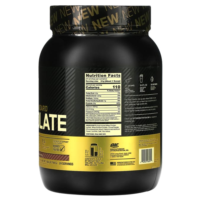 Optimum Nutrition, Gold Standard 100% Isolaat, Chocolate Bliss, 1,64 lb (744 g)
