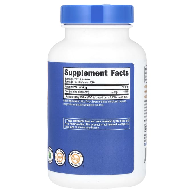 Nutricost, Zinkpicolinaat, 50 mg, 240 Capsules