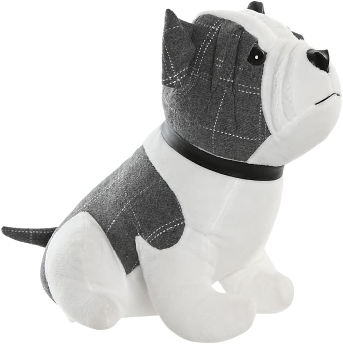 ITEM Deurstopper Hond - 1 kilo - wit/grijs - polyester - 29 x 18 x 26 cm - tegen klapperende deuren