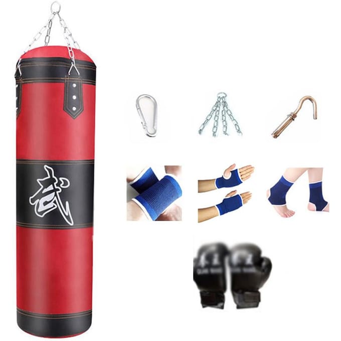 Sac de boxe 4 pieds sac de boxe lourd non rempli sac de sable d'entraînement de Sparring avec gants main et poignet et gray