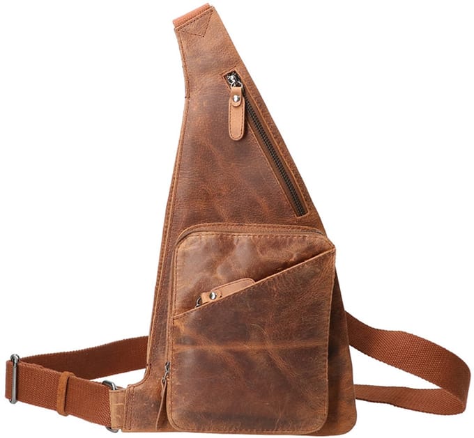 Leather Design Crossbody Rugzak / Bodybag Hunter Bruin