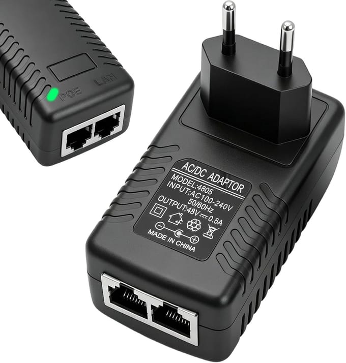 Ethernet Adapter - POE Injector - Netwerk Uitbreiding - Compact Stekkerontwerp - 10x10x1 cm - Zwart