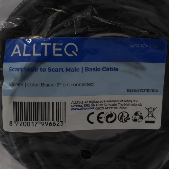 Scart kabel - 5 meter - Allteq