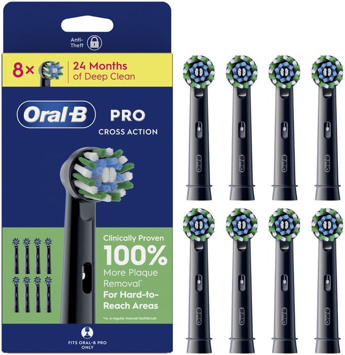Oral-B Pro Cross Action Opzetborstels - Zwart - 8 Stuks
