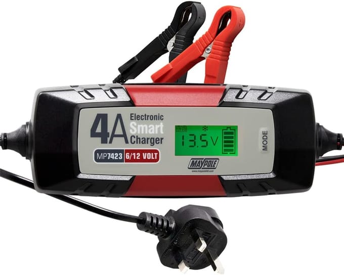 Acculader - Slimme Lader - Voertuig Onderhoud - LCD Indicatoren - 4A 12V - Zwart