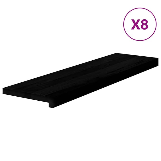 vidaXL - Traptreden - 8 - st - 90x25x2 - cm - massief - eikenhout - bruin-zwart