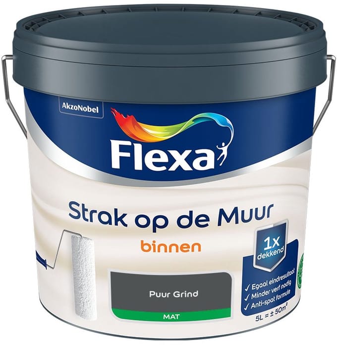 Flexa - Strak Op De Muur Binnen Mat - Puur Grind - Mengverf - 5 L