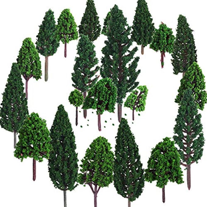 Modelbomen - 22 stuks, 3-16 cm, gemengd voor trein & landschap