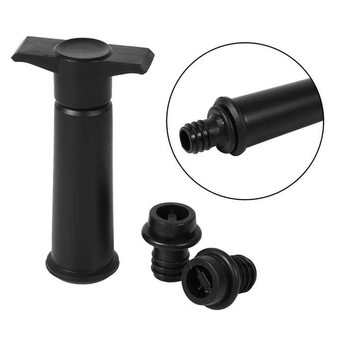 1 set vacuüm verzegelde flessen met 2 wijnopslagflessenstoppers, pomp, conserveermiddel en luchtafsluitplug