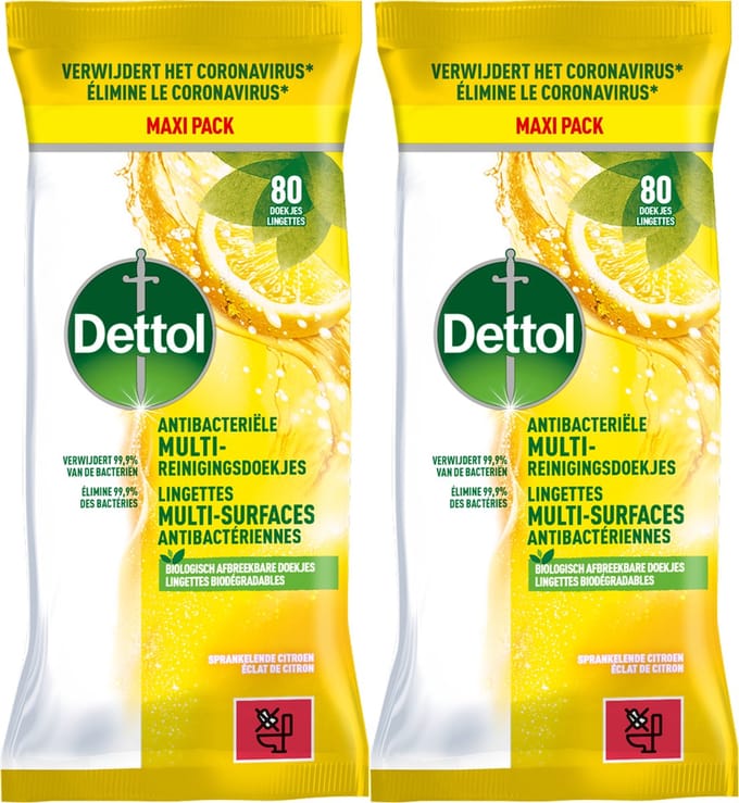 Dettol Citrus Doekjes 72st - 2 Stuks - Voordeelverpakking