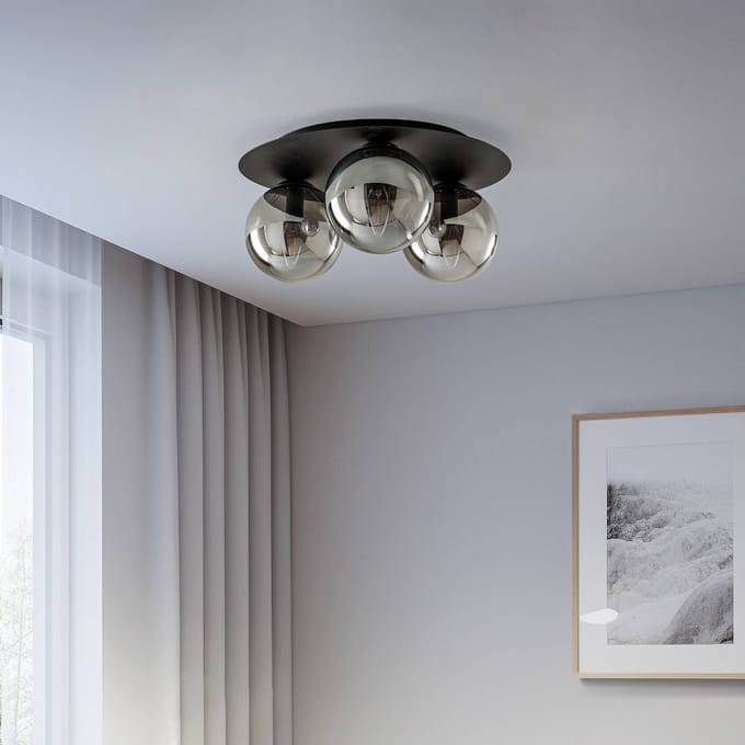 EMIBIG LIGHTING Plafondlamp Solar, zwart/grafiet, 3-lamps