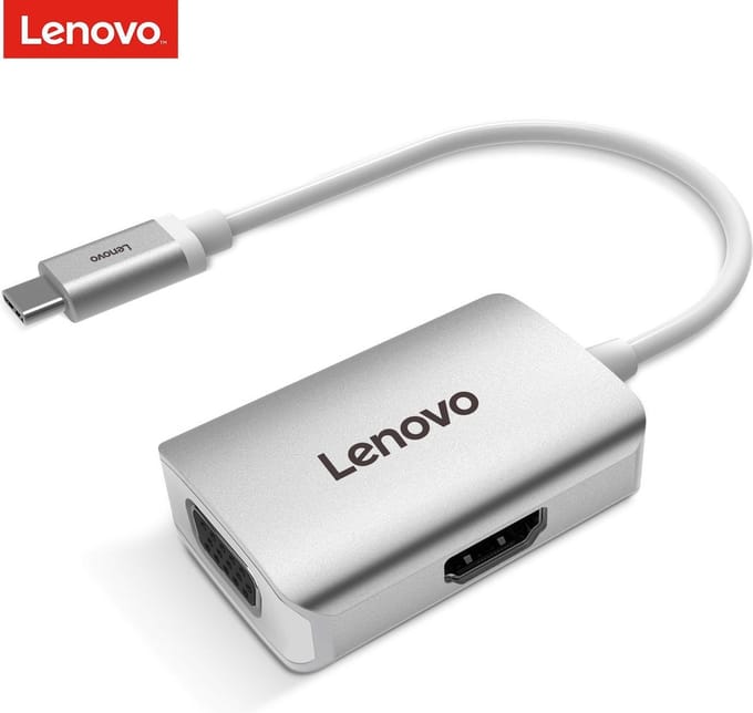 Lenovo USB-C Hub 4K HDMI en VGA - Aluminium - Zilver