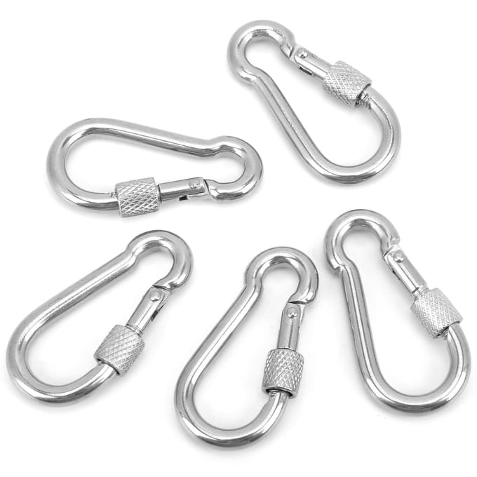 50MM Karabiner Haken Boten Zware Roestvrijstalen Clips Veerhaken Gespen white