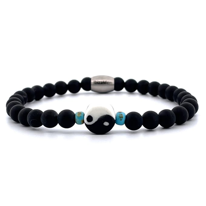 IbizaMen - heren armband - matte onyx - yin yang - 6mm - 21cm