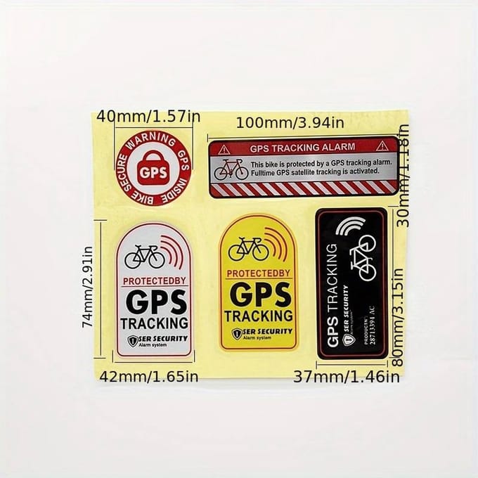 Fietsstickers / Anti diefstal stickers / GPS sticker / GPS tracking / 5 stickers