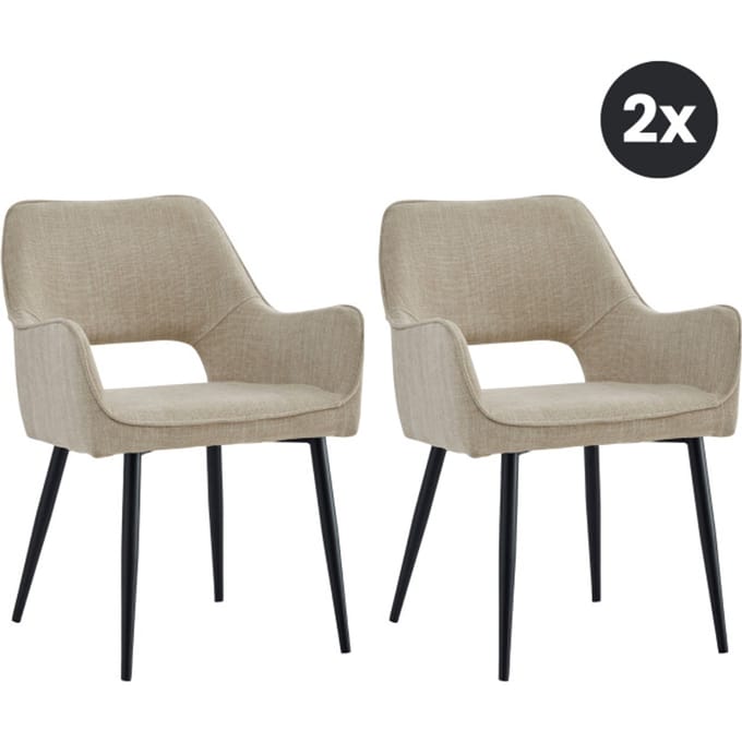Multifurn 2x eetkamerstoel ray stof beige