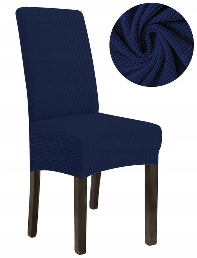 Stoelhoes L Dik Jacquard Donkerblauw Hoge Rugleuning 70cm