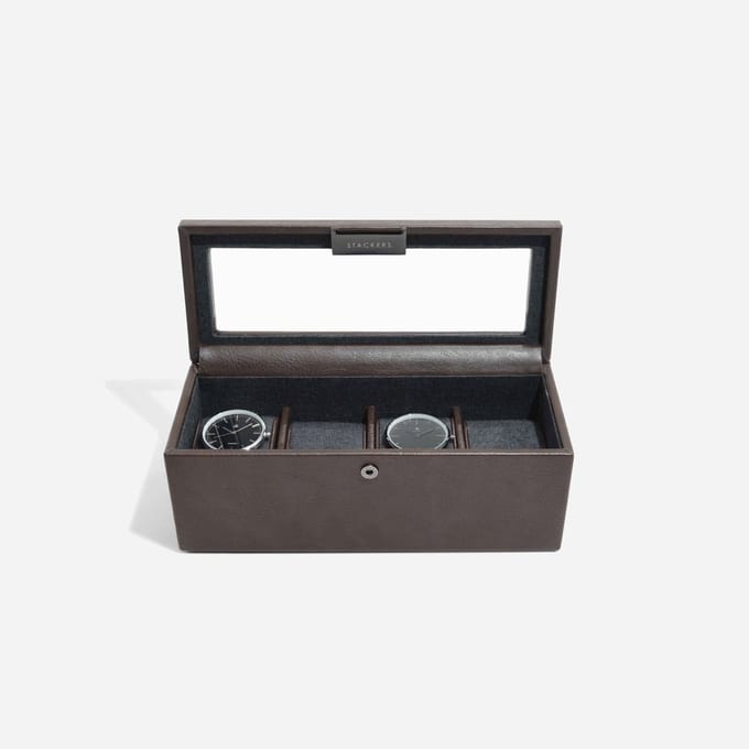 STACKERS BROWN - Luxe Horloge Doos - Opbergdoos - 4 vakken - Heren