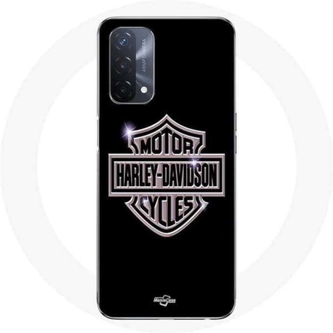 Oppo A93 5G koffer Harley Davidson logo motorfietsen grijs voorkant zwart