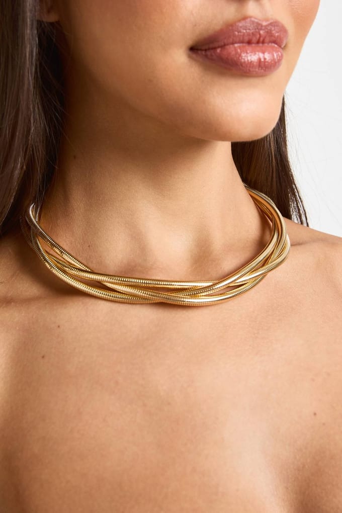 boohoo Dames Slang Touw Gedraaide Ketting | Goud