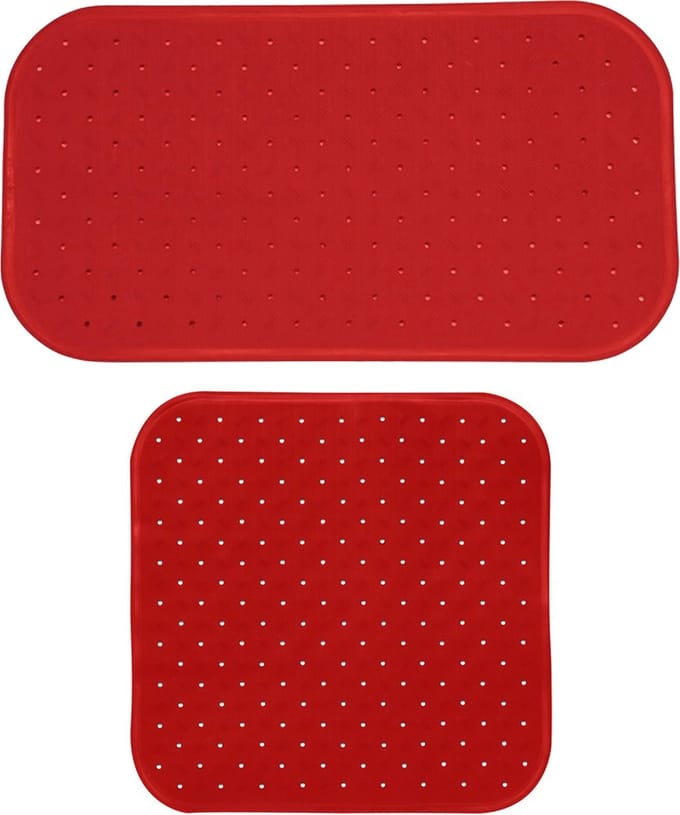 MSV Douche/bad anti-slip matten set badkamer - rubber - 2x stuks - terracotta - 2 formaten