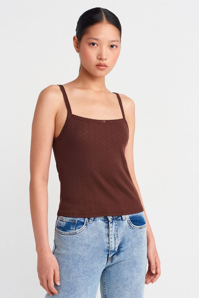 Gestructureerde Katoen Modal Camisole Blouse