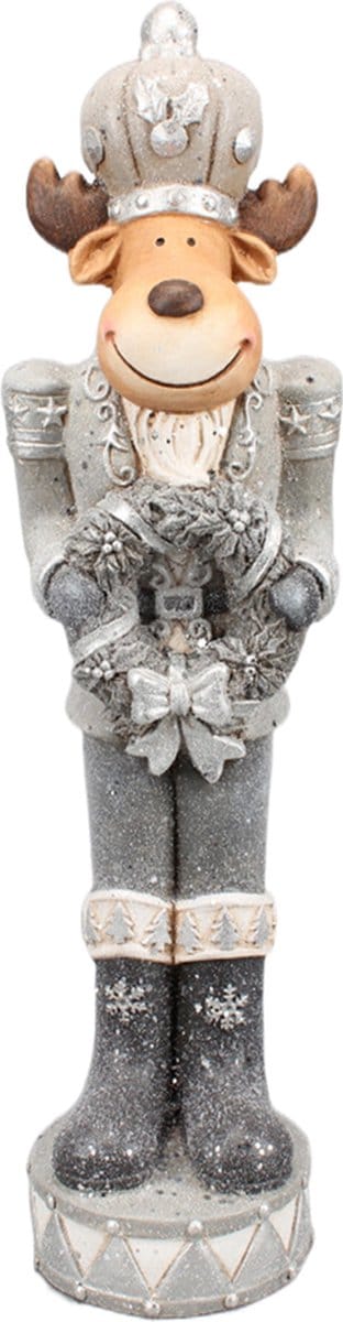 Clayre & Eef Beeld Hert 66 cm Grijs Polyresin Kerstdecoratie