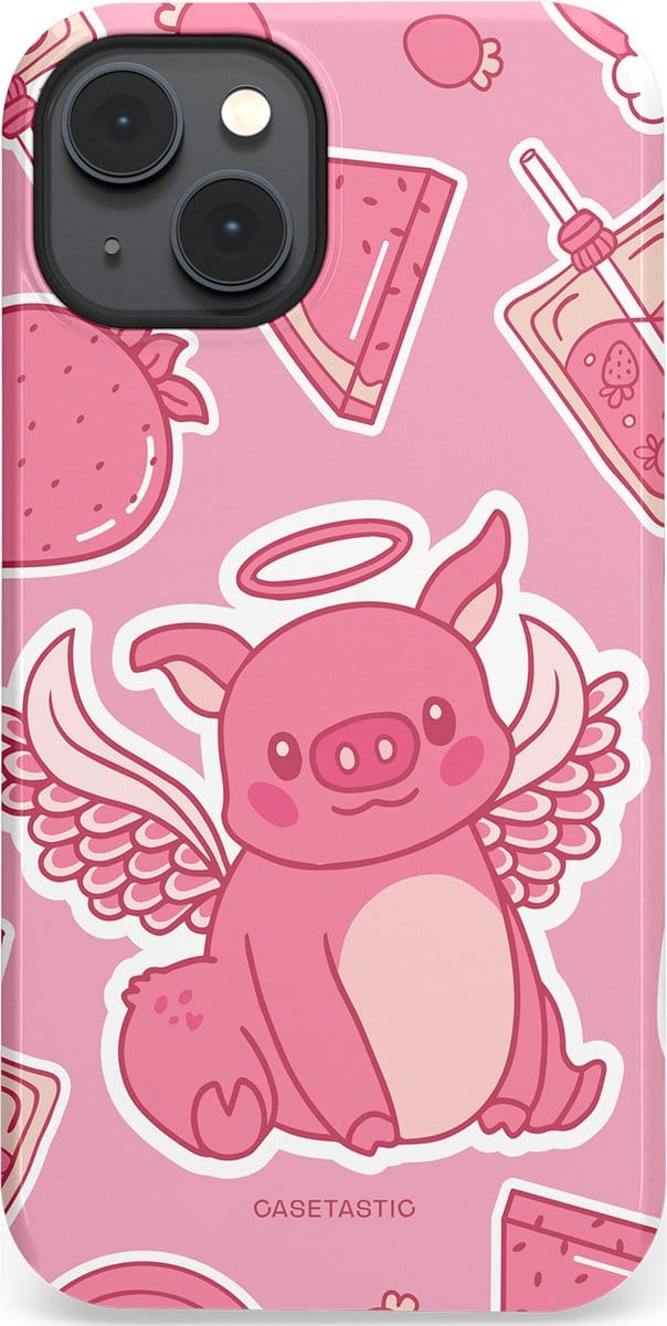 Casetastic hoesje geschikt voor Apple iPhone 14 Plus - MagSafe - Dubbellaagse bescherming - Varken vleugels - Fashion Case - Lichtroze Koraal