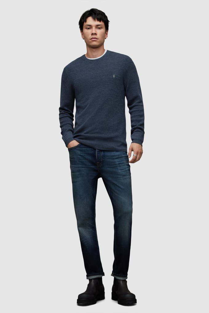 AllSaints Ivar Merino Crew Solar Blue Marl Taglia: XXL | Maglioni a maglia Outlet | Uomo | Blu