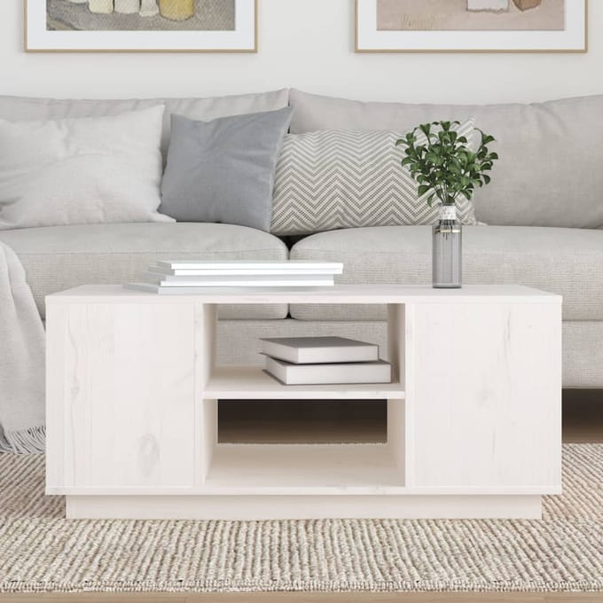 vidaXL - Salontafel - 90x49x40,5 - cm - massief - grenenhout - wit