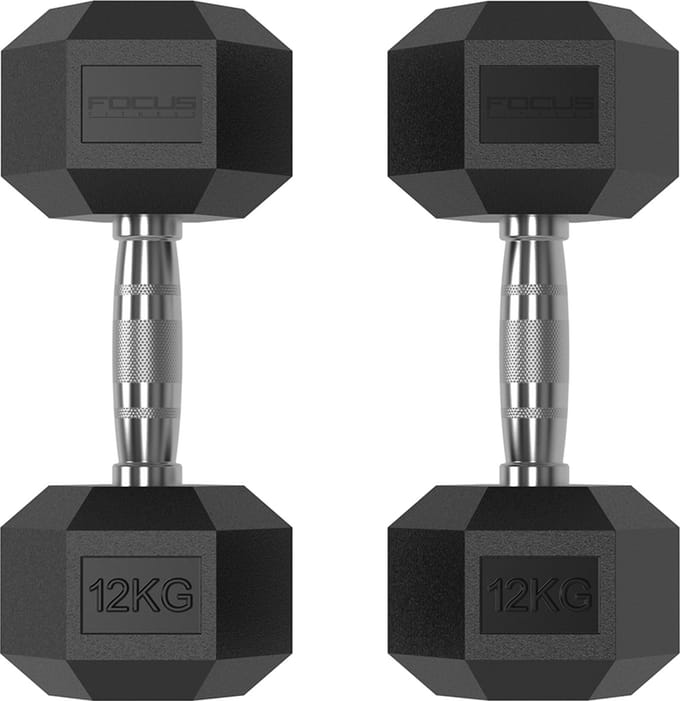 Focus Fitness - Hexa Dumbbells - 12 kg - Set van 2