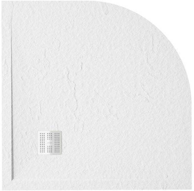 FugaFlow Eccelente Anto Douchebak - 90x90cm - antislip - antibacterieel - mineraalmarmer - kwartrond - mat wit