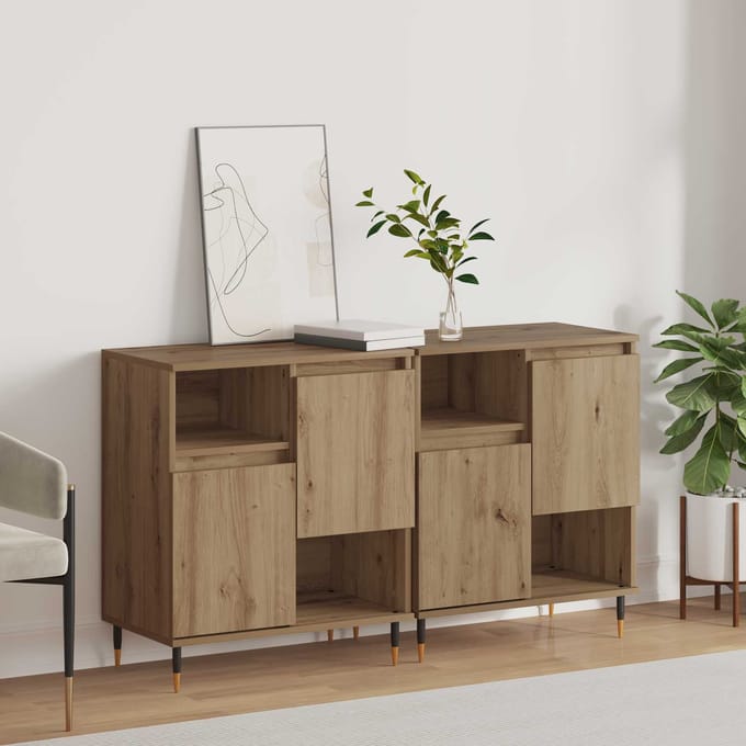 vidaXL - Dressoirs - 2 - st - artisanaal - eikenkleurig