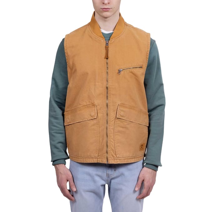 Timberland Herenvest met gewassen geribde kraag (Tarwe)