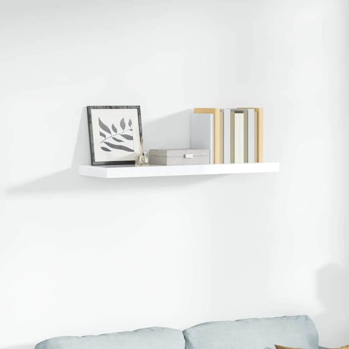 vidaXL - Wandschap - zwevend - 90x23,5x3,8 - cm - MDF - hoogglans - wit