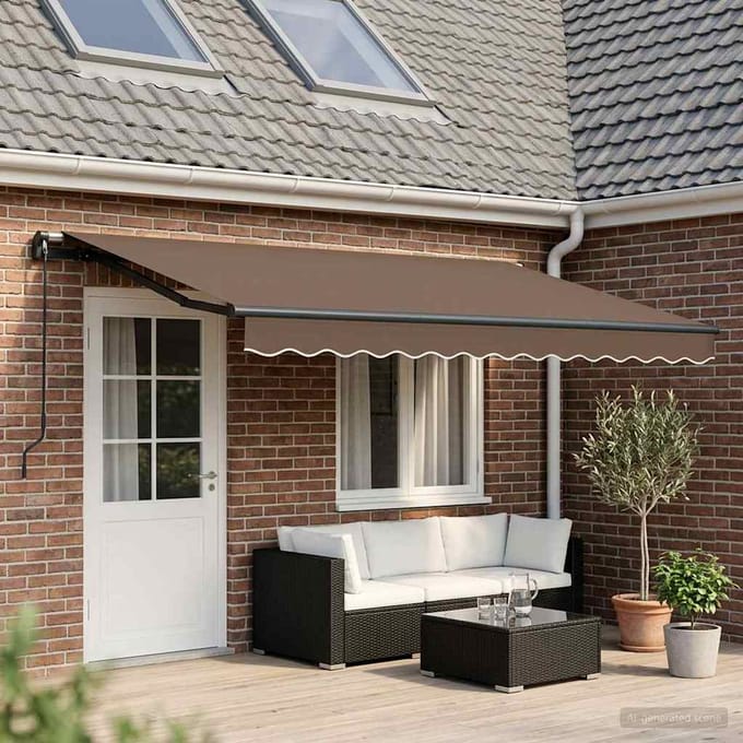 vidaXL - Uitschuifbare - luifel - Taupe - 4 - x - 2 - m - Stof