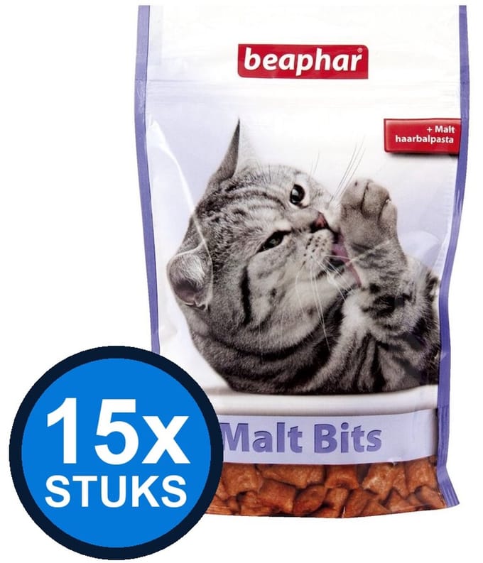 15x Beaphar - malt bits kat 150gr - Kattenvoer Snacks - 150 g