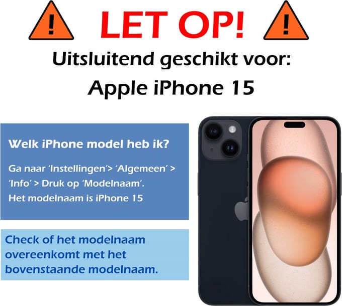 Screenprotector - Geschikt voor Apple iPhone 15 - Full Cover - Gehard Glas - Beschermglas - Tempered Glass - Screen Protector