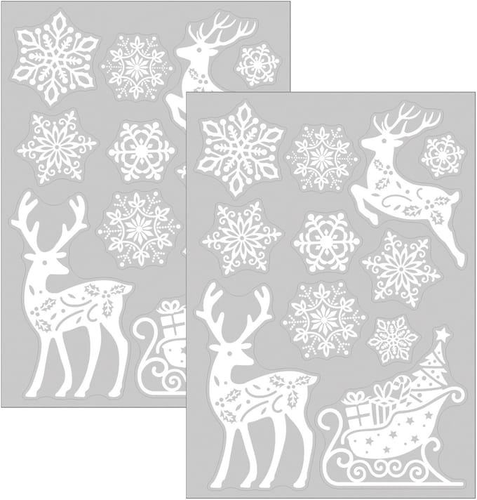 Anna's Collection Kerst raamstickers Rendier - 2x - vel van 34 x 28 cm - raamdecoratie - raamversiering