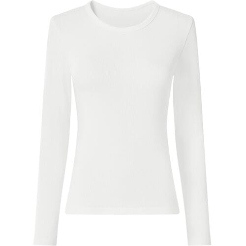 ESMARA Rib dames longsleeve (wit, S (36/38))